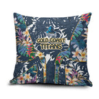 Gold Coast Titans Pillow Cover Tropical Hibiscus Floral Pattern With Blue And Yellow Accents