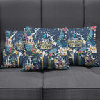 Gold Coast Titans Pillow Cover Tropical Hibiscus Floral Pattern With Blue And Yellow Accents