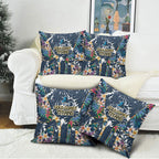 Gold Coast Titans Pillow Cover Tropical Hibiscus Floral Pattern With Blue And Yellow Accents