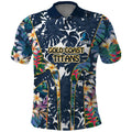 Gold Coast Titans Polo Shirt Tropical Hibiscus Floral Pattern With Blue And Yellow Accents