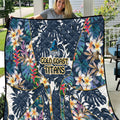 Gold Coast Titans Quilt Tropical Hibiscus Floral Pattern With Blue And Yellow Accents