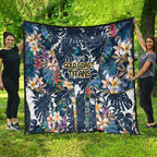 Gold Coast Titans Quilt Tropical Hibiscus Floral Pattern With Blue And Yellow Accents