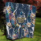 Gold Coast Titans Quilt Tropical Hibiscus Floral Pattern With Blue And Yellow Accents