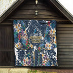 Gold Coast Titans Quilt Tropical Hibiscus Floral Pattern With Blue And Yellow Accents