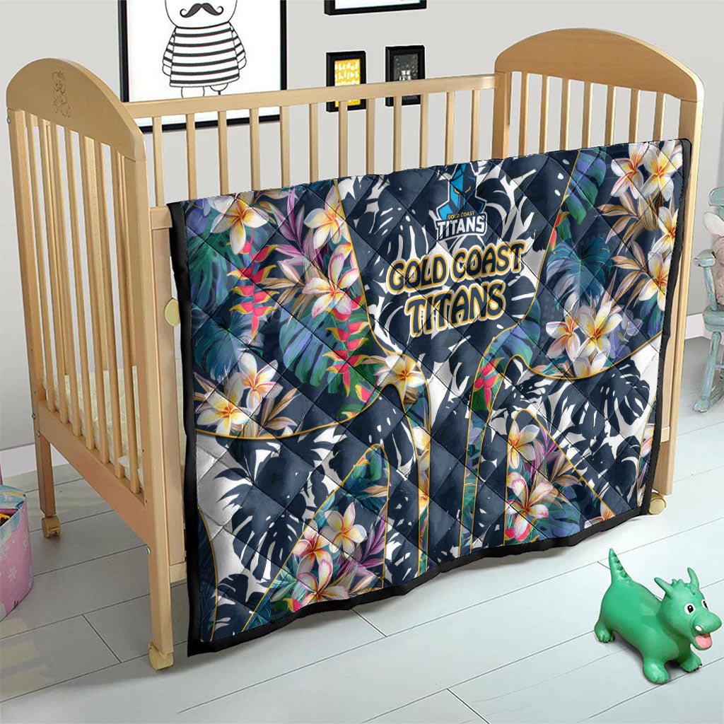 Gold Coast Titans Quilt Tropical Hibiscus Floral Pattern With Blue And Yellow Accents
