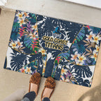 Gold Coast Titans Rubber Doormat Tropical Hibiscus Floral Pattern With Blue And Yellow Accents