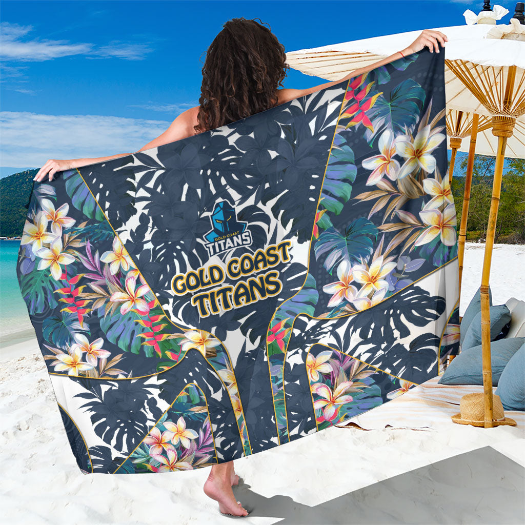 Gold Coast Titans Sarong Tropical Hibiscus Floral Pattern With Blue And Yellow Accents