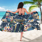 Gold Coast Titans Sarong Tropical Hibiscus Floral Pattern With Blue And Yellow Accents