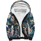 Gold Coast Titans Sherpa Hoodie Tropical Hibiscus Floral Pattern With Blue And Yellow Accents