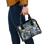 Gold Coast Titans Shoulder Handbag Tropical Hibiscus Floral Pattern With Blue And Yellow Accents