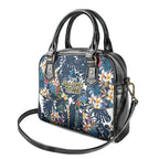 Gold Coast Titans Shoulder Handbag Tropical Hibiscus Floral Pattern With Blue And Yellow Accents