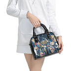 Gold Coast Titans Shoulder Handbag Tropical Hibiscus Floral Pattern With Blue And Yellow Accents