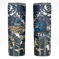 Gold Coast Titans Skinny Tumbler Tropical Hibiscus Floral Pattern With Blue And Yellow Accents