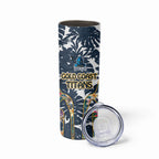 Gold Coast Titans Skinny Tumbler Tropical Hibiscus Floral Pattern With Blue And Yellow Accents