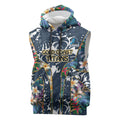 Gold Coast Titans Sleeveless Hoodie Tropical Hibiscus Floral Pattern With Blue And Yellow Accents