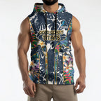 Gold Coast Titans Sleeveless Hoodie Tropical Hibiscus Floral Pattern With Blue And Yellow Accents