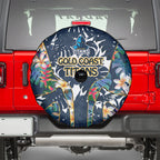 Gold Coast Titans Spare Tire Cover Tropical Hibiscus Floral Pattern With Blue And Yellow Accents