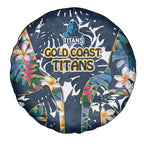 Gold Coast Titans Spare Tire Cover Tropical Hibiscus Floral Pattern With Blue And Yellow Accents