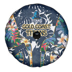 Gold Coast Titans Spare Tire Cover Tropical Hibiscus Floral Pattern With Blue And Yellow Accents