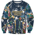 Gold Coast Titans Sweatshirt Tropical Hibiscus Floral Pattern With Blue And Yellow Accents