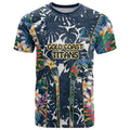 Gold Coast Titans T Shirt Tropical Hibiscus Floral Pattern With Blue And Yellow Accents