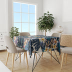 Gold Coast Titans Tablecloth Tropical Hibiscus Floral Pattern With Blue And Yellow Accents