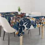 Gold Coast Titans Tablecloth Tropical Hibiscus Floral Pattern With Blue And Yellow Accents