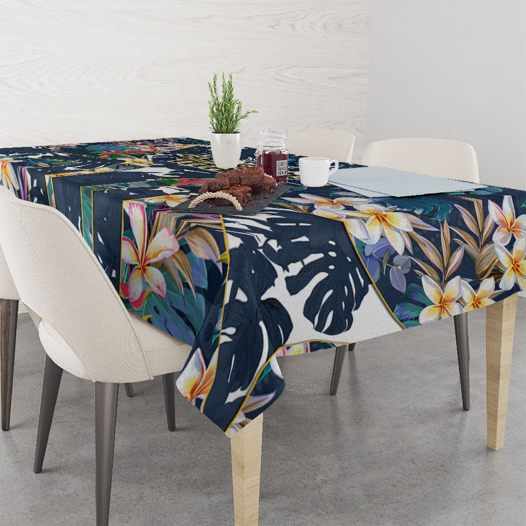 Gold Coast Titans Tablecloth Tropical Hibiscus Floral Pattern With Blue And Yellow Accents