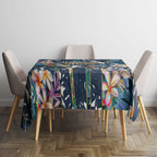 Gold Coast Titans Tablecloth Tropical Hibiscus Floral Pattern With Blue And Yellow Accents