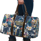 Gold Coast Titans Travel Bag Tropical Hibiscus Floral Pattern With Blue And Yellow Accents