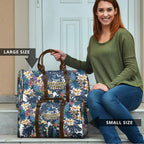 Gold Coast Titans Travel Bag Tropical Hibiscus Floral Pattern With Blue And Yellow Accents