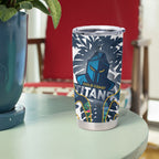 Gold Coast Titans Tumbler Cup Tropical Hibiscus Floral Pattern With Blue And Yellow Accents