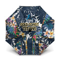 Gold Coast Titans Umbrella Tropical Hibiscus Floral Pattern With Blue And Yellow Accents