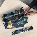 Gold Coast Titans Umbrella Tropical Hibiscus Floral Pattern With Blue And Yellow Accents