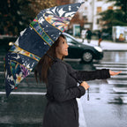 Gold Coast Titans Umbrella Tropical Hibiscus Floral Pattern With Blue And Yellow Accents