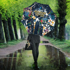 Gold Coast Titans Umbrella Tropical Hibiscus Floral Pattern With Blue And Yellow Accents