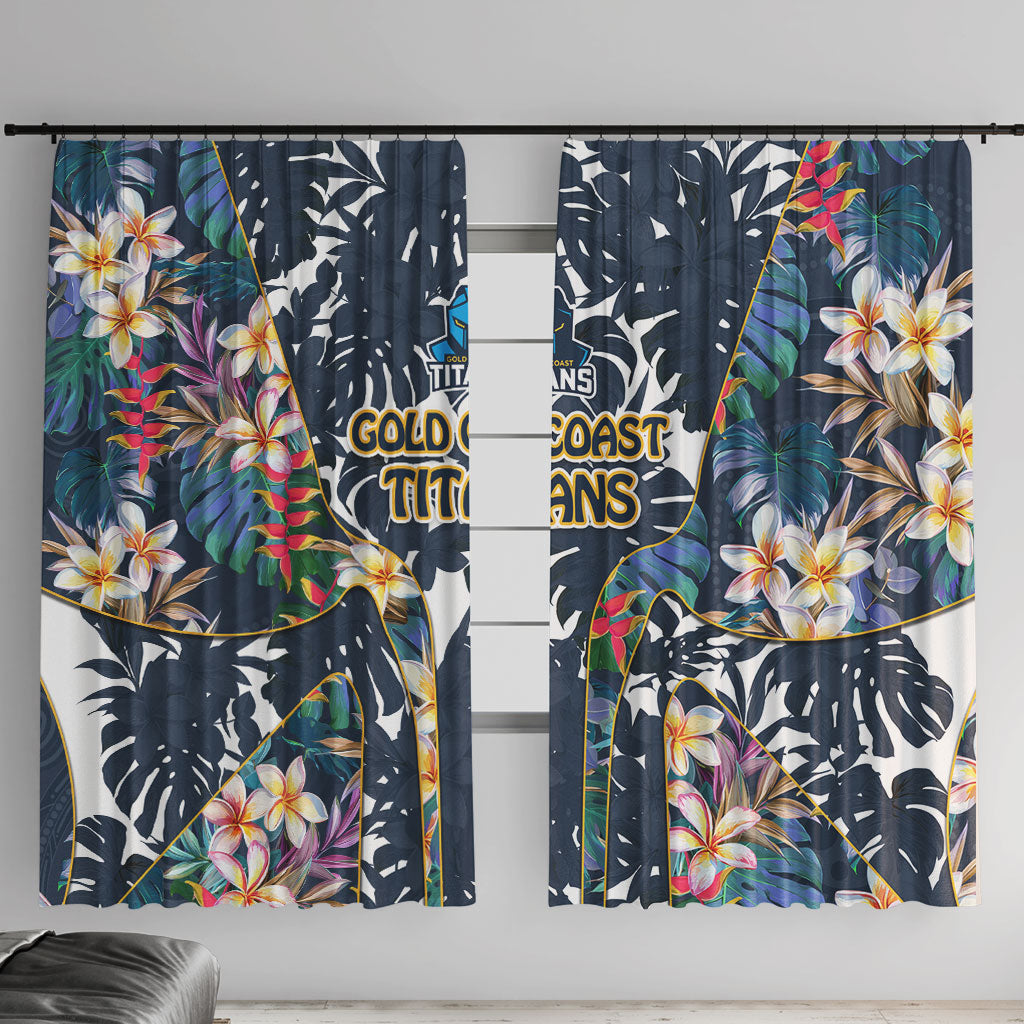 Gold Coast Titans Window Curtain Tropical Hibiscus Floral Pattern With Blue And Yellow Accents