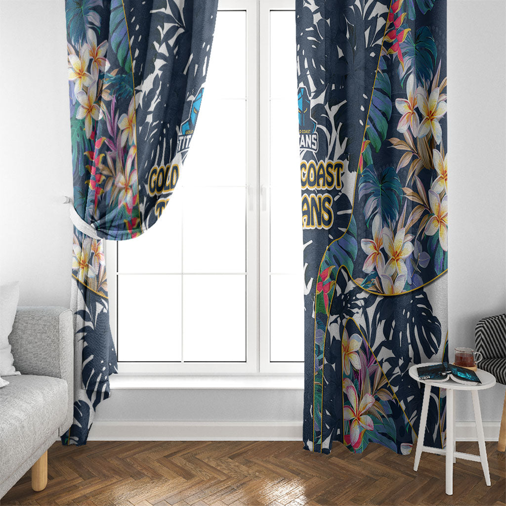 Gold Coast Titans Window Curtain Tropical Hibiscus Floral Pattern With Blue And Yellow Accents