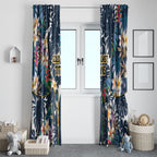 Gold Coast Titans Window Curtain Tropical Hibiscus Floral Pattern With Blue And Yellow Accents
