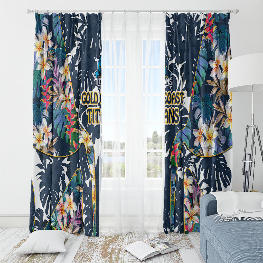 Gold Coast Titans Window Curtain Tropical Hibiscus Floral Pattern With Blue And Yellow Accents
