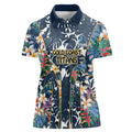 Gold Coast Titans Women Polo Shirt Tropical Hibiscus Floral Pattern With Blue And Yellow Accents