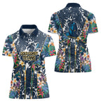 Gold Coast Titans Women Polo Shirt Tropical Hibiscus Floral Pattern With Blue And Yellow Accents