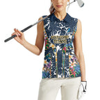 Gold Coast Titans Women Sleeveless Polo Shirt Tropical Hibiscus Floral Pattern With Blue And Yellow Accents