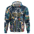 Gold Coast Titans Zip Hoodie Tropical Hibiscus Floral Pattern With Blue And Yellow Accents