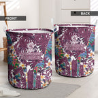 Manly Warringah Sea Eagles Laundry Basket Tropical Hibiscus Floral Pattern With Maroon And White Accents
