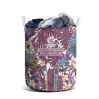 Manly Warringah Sea Eagles Laundry Basket Tropical Hibiscus Floral Pattern With Maroon And White Accents