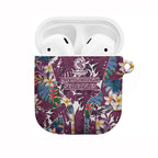 Manly Warringah Sea Eagles AirPods Case Tropical Hibiscus Floral Pattern With Maroon And White Accents