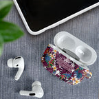 Manly Warringah Sea Eagles AirPods Case Tropical Hibiscus Floral Pattern With Maroon And White Accents