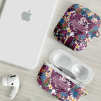 Manly Warringah Sea Eagles AirPods Case Tropical Hibiscus Floral Pattern With Maroon And White Accents
