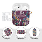 Manly Warringah Sea Eagles AirPods Case Tropical Hibiscus Floral Pattern With Maroon And White Accents